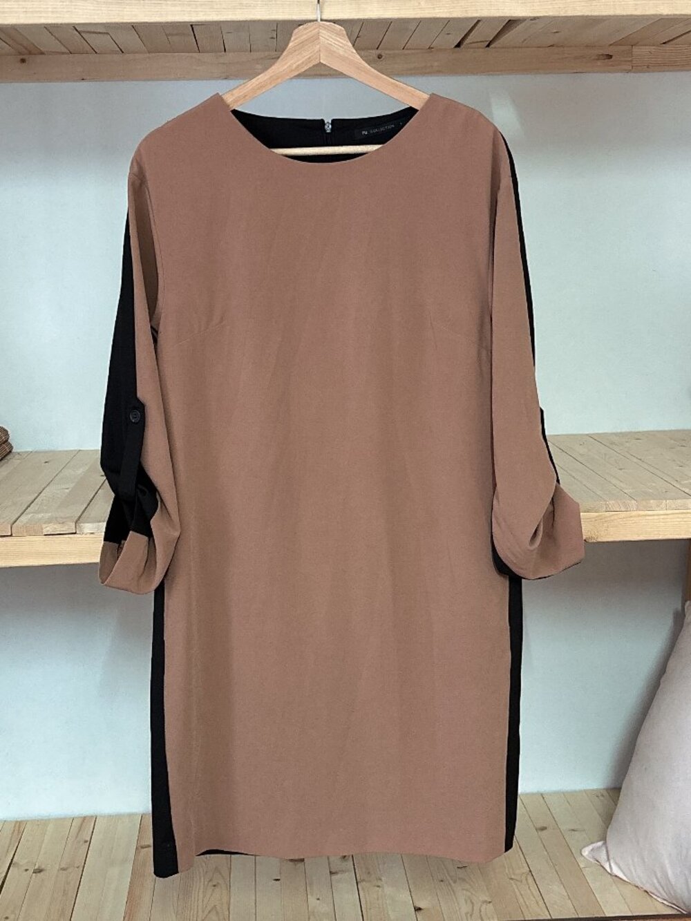 Two-Tone Brown & Black Tunic Dress – Size Small